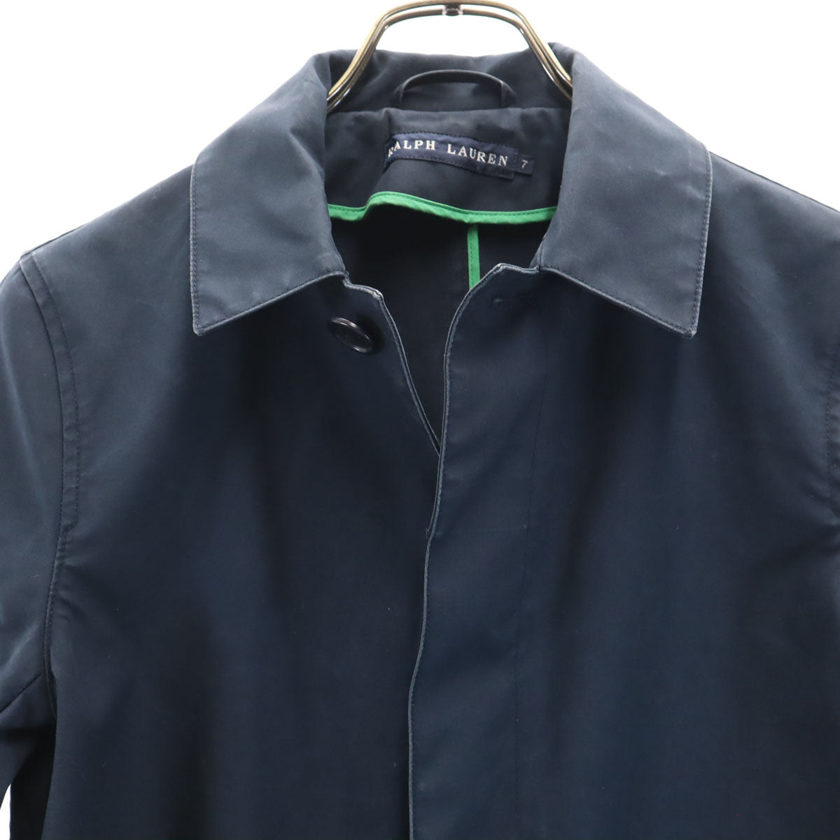 RALPH LAUREN ラルフローレン 日本製 ステンカラーコート 7 ネイビー レディース