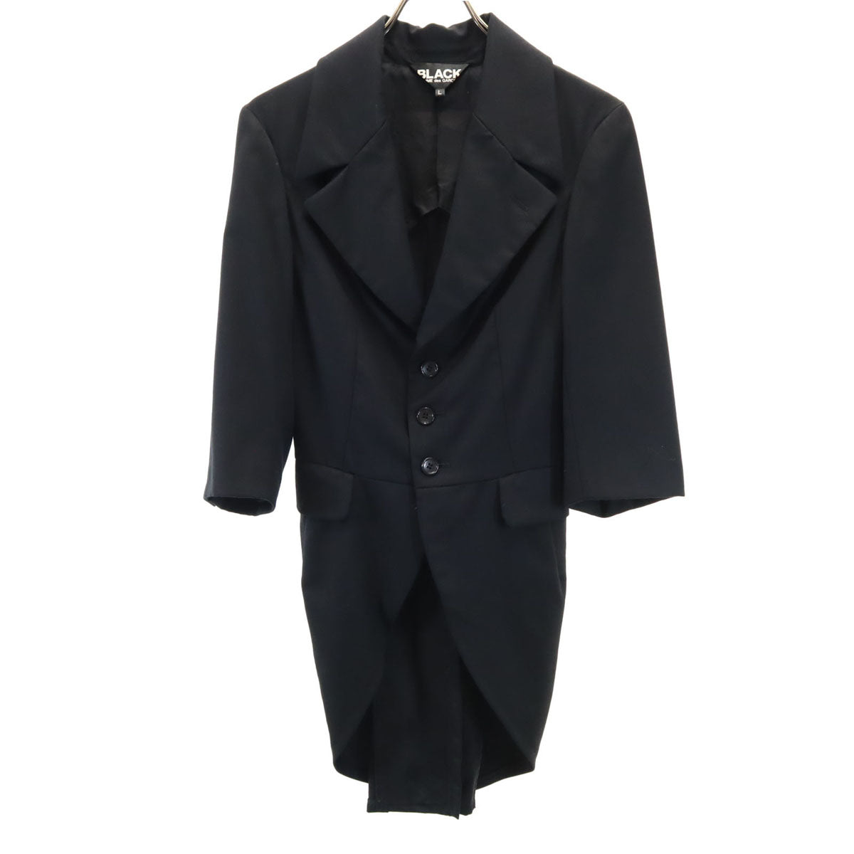 BLACK COMME des GARCONS ブラックコムデギャルソン 2008年 日本製 7分袖 タキシード テーラードジャケット L ブラック レディース