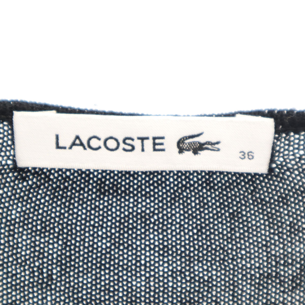 LACOSTE ラコステ 日本製 ウール100% 長袖 Vネック ワンピース 36 ブラック レディース