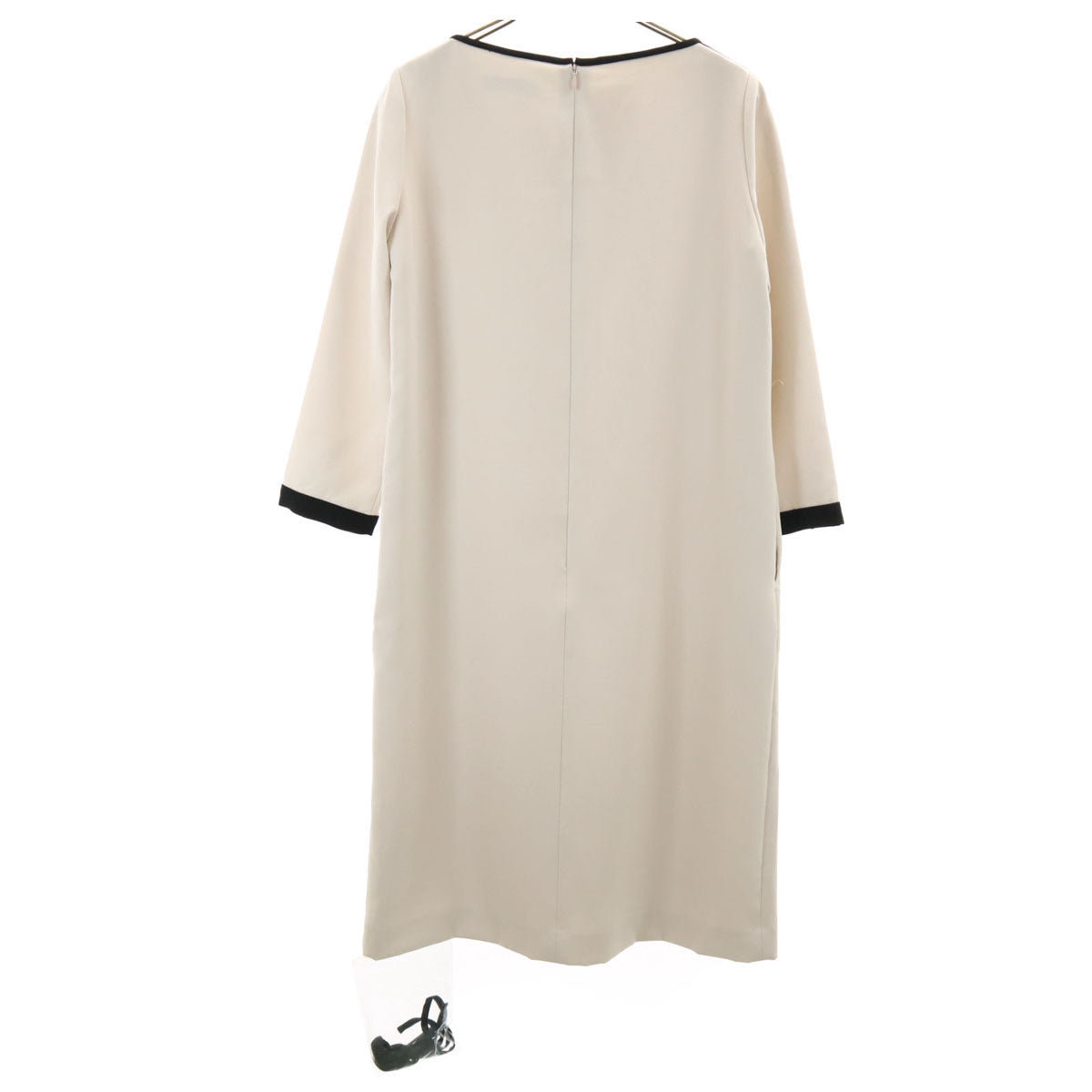 La TOTALITE ラトータリテ 7分袖 パイピング ワンピース 36 ベージュ系 レディース