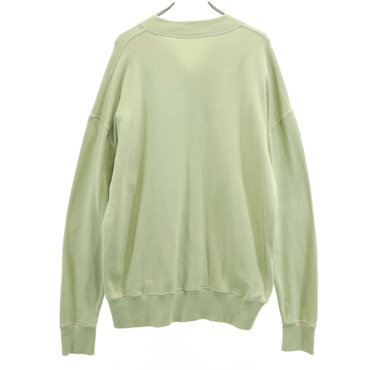 ケンイチ 日本製 長袖 スウェット スキッパーカラー トレーナー L 黄緑系 メンズ