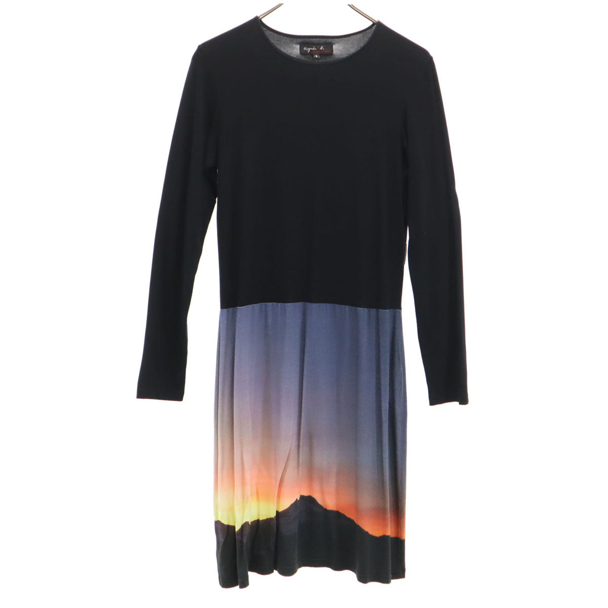 agnes b. アニエスベー フランス製 長袖 ワンピース 2 ブラック レディース