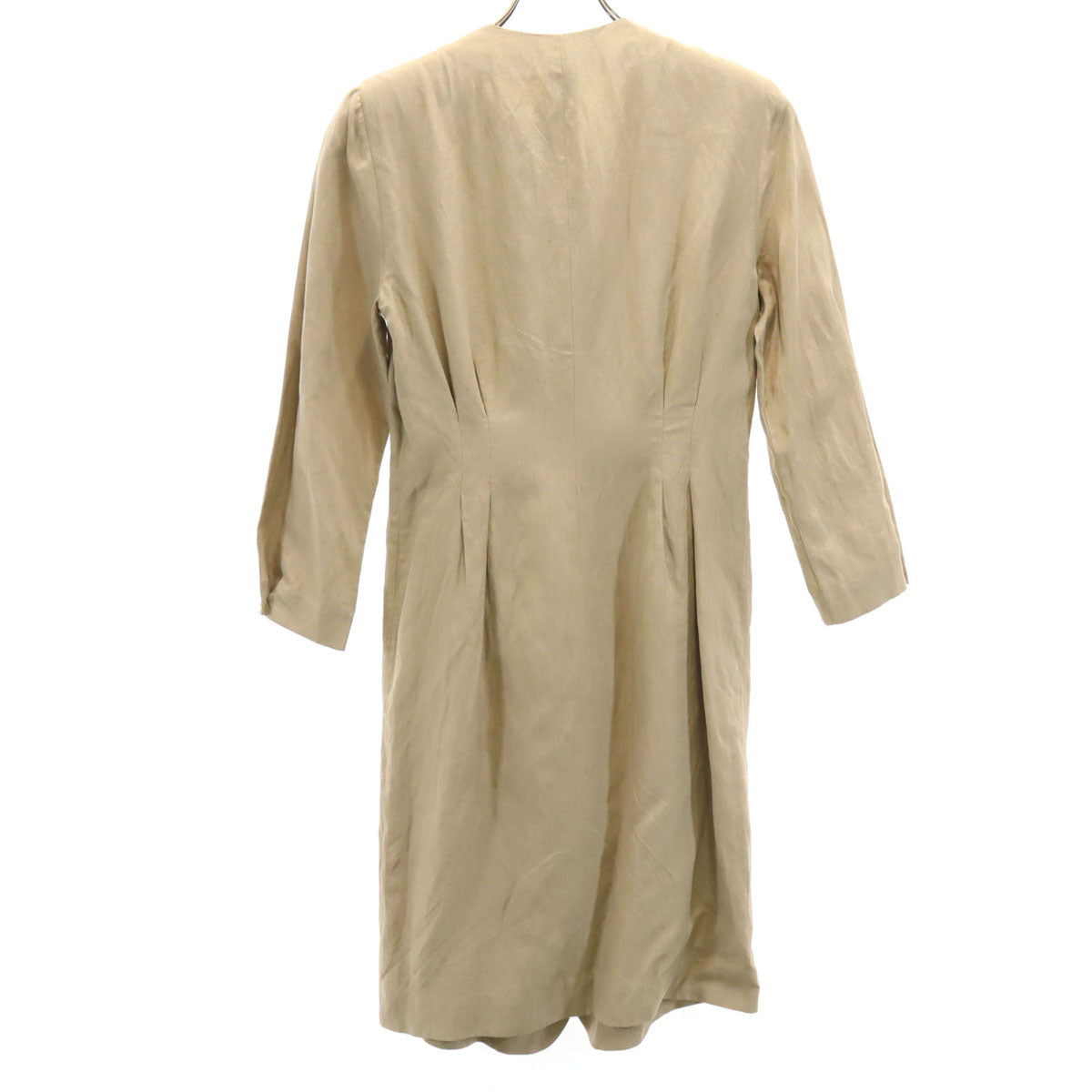 GIORGIO ARMANI ジョルジオアルマーニ 90s イタリア製 リネンブレンド オールド 長袖 シャツワンピース 40 ベージュ レディース