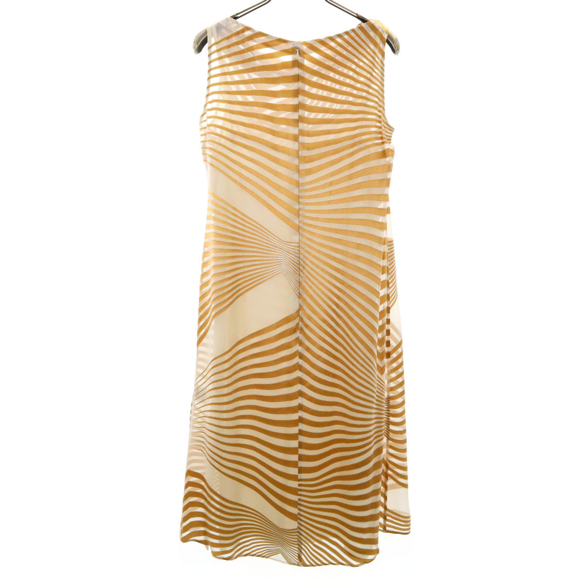 ジバンシイ 90s シルクブレンド オールド 総柄 ノースリーブ ワンピース 40 ゴールド系 レディース