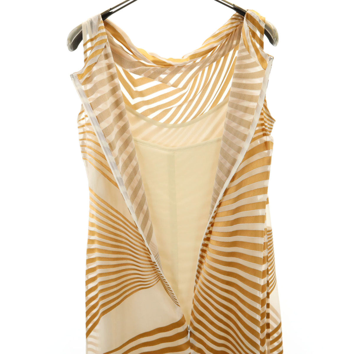 ジバンシイ 90s シルクブレンド オールド 総柄 ノースリーブ ワンピース 40 ゴールド系 レディース