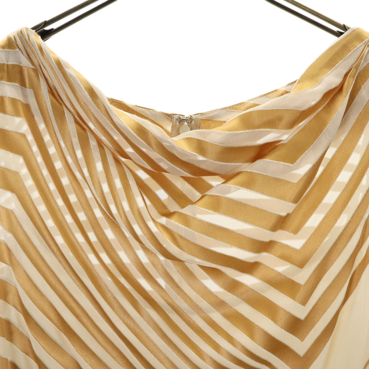 ジバンシイ 90s シルクブレンド オールド 総柄 ノースリーブ ワンピース 40 ゴールド系 レディース