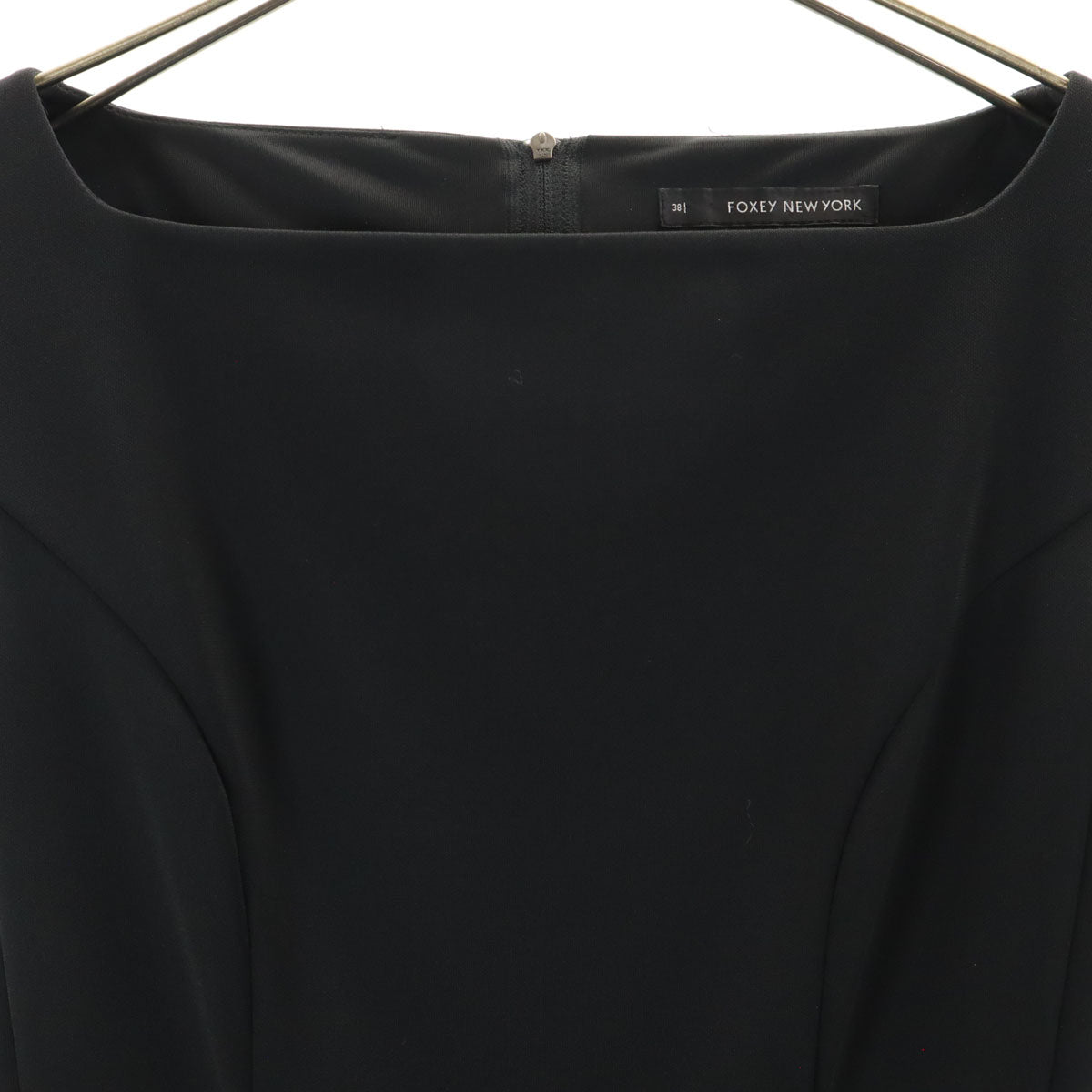 FOXEY NEW YORK フォクシーニューヨーク 日本製 ノースリーブ スクエアネック ワンピース 38 黒 レディース
