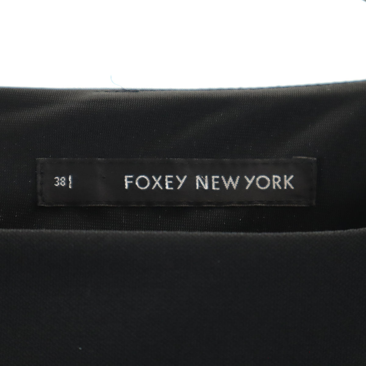 FOXEY NEW YORK フォクシーニューヨーク 日本製 ノースリーブ スクエアネック ワンピース 38 黒 レディース
