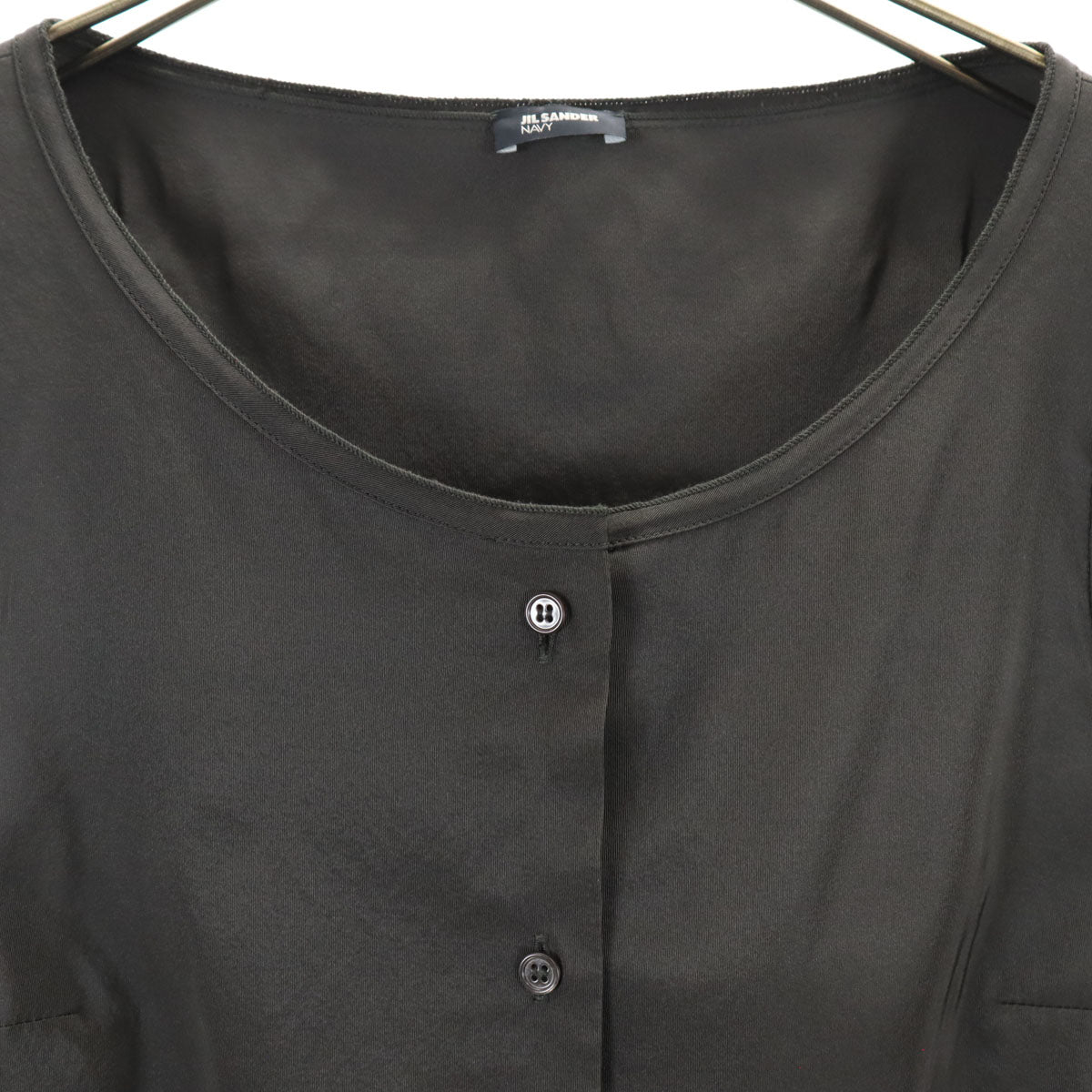 JIL SANDER NAVY ジルサンダーネイビー イタリア製 シルクブレンド ノースリーブ ワンピース 34 グレー レディース