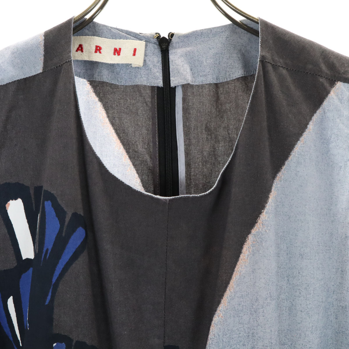 MARNI マルニ イタリア製 花柄 ノースリーブ ワンピース 38 グレー レディース