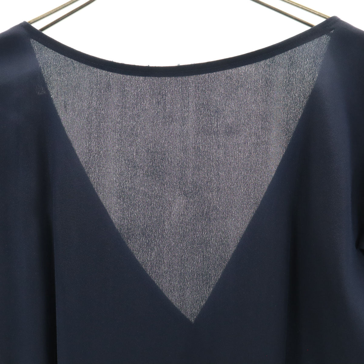 MIUMIU ミュウミュウ シルク 半袖 フリル ワンピース 42 ネイビー フレンチスリーブ レディース