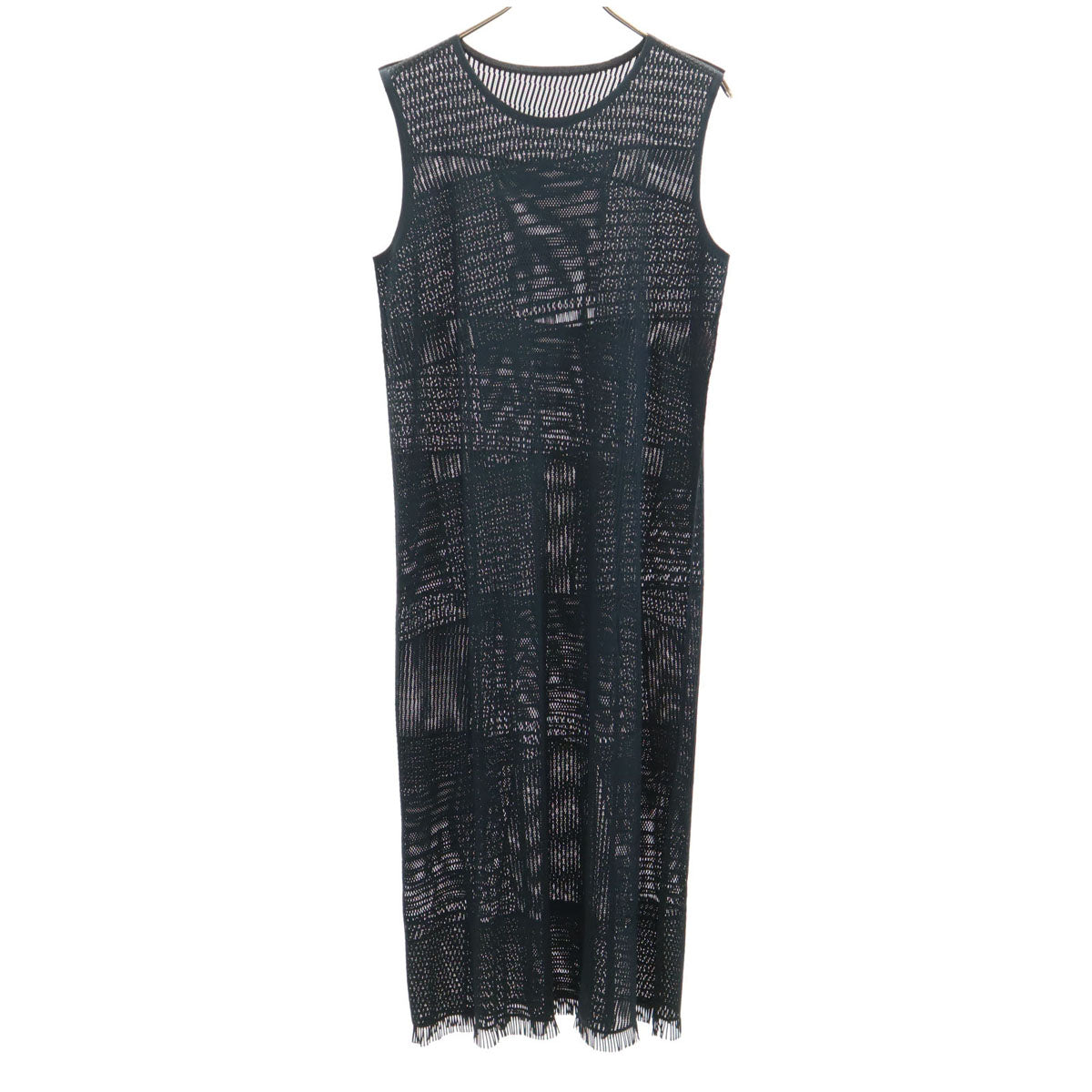 PLEATS PLEASE プリーツプリーズ 日本製 ノースリーブ A-POC ワンピース 3 ネイビー イッセイミヤケ メッシュ レディース