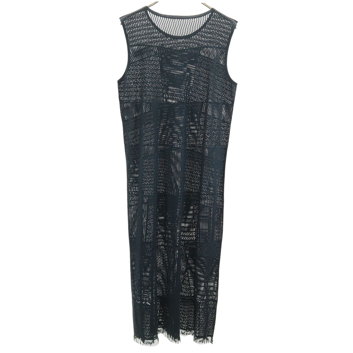 PLEATS PLEASE プリーツプリーズ 日本製 ノースリーブ A-POC ワンピース 3 ネイビー イッセイミヤケ メッシュ レディース