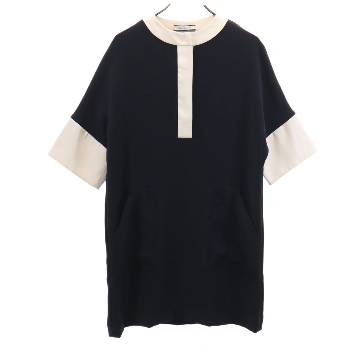 FOXEY NEW YORK フォクシーニューヨーク 日本製 5分袖 ワンピース 38 ネイビー レディース