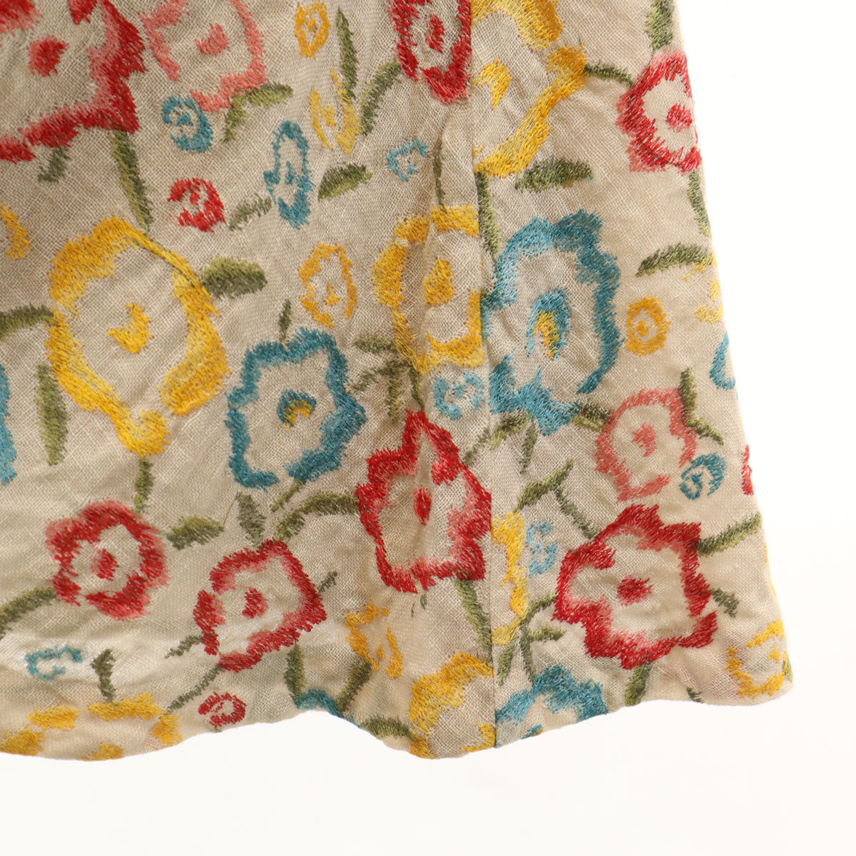 Rene ルネ 日本製 リネン 花柄 ノースリーブ ワンピース 34 ベージュ レディース