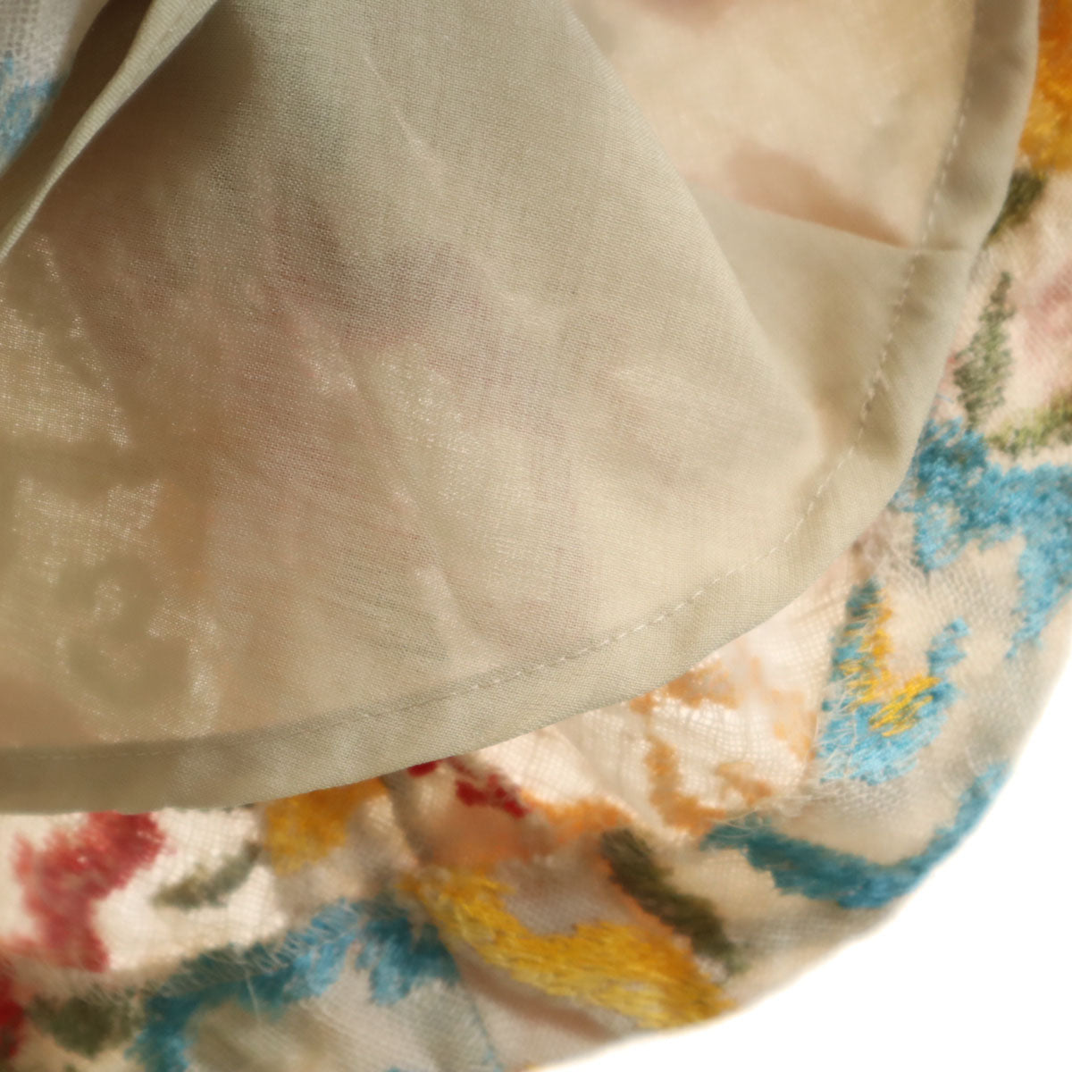 Rene ルネ 日本製 リネン 花柄 ノースリーブ ワンピース 34 ベージュ レディース