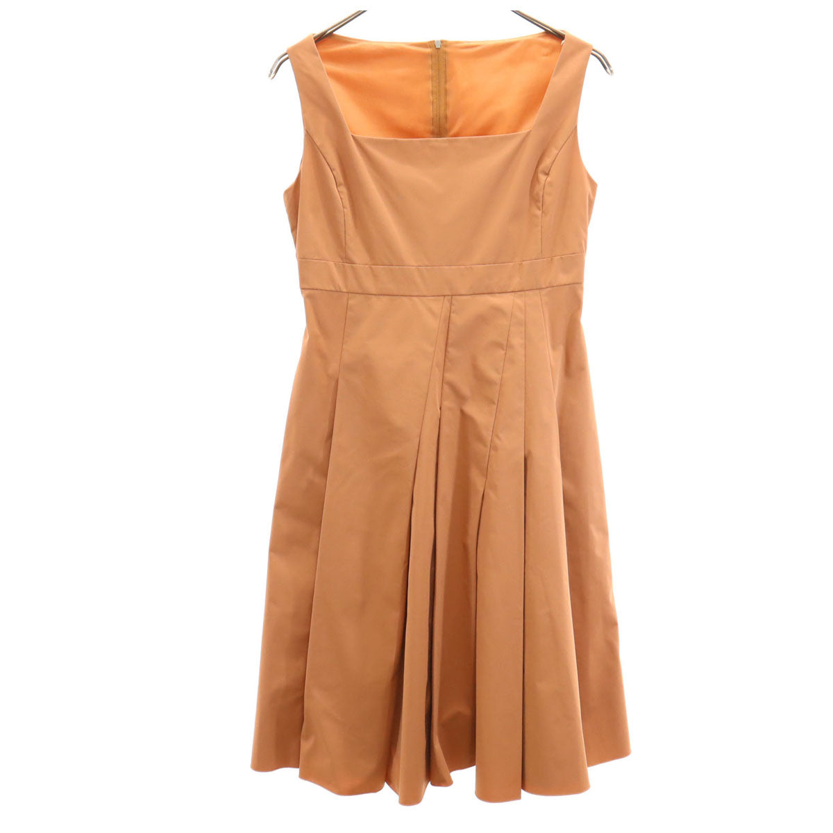 FOXEY NEW YORK フォクシーニューヨーク 日本製 ノースリーブ ワンピース 40 オレンジブラウン レディース
