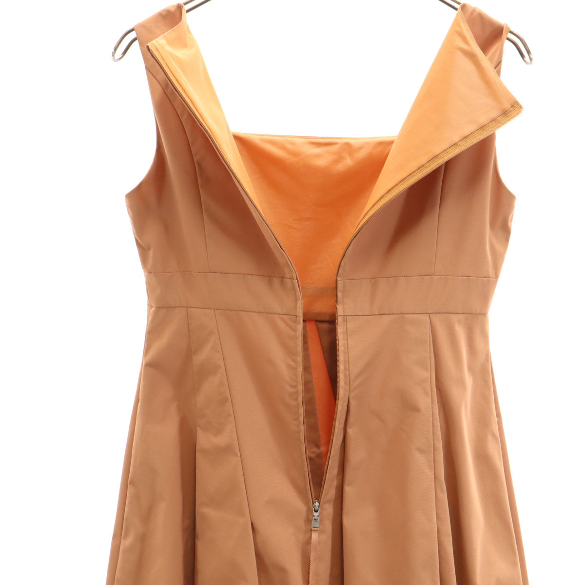 FOXEY NEW YORK フォクシーニューヨーク 日本製 ノースリーブ ワンピース 40 オレンジブラウン レディース