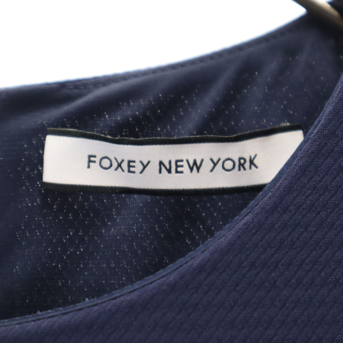 FOXEY NEW YORK フォクシーニューヨーク 日本製 半袖 フレンチスリーブ ワンピース 40 ネイビー レディース