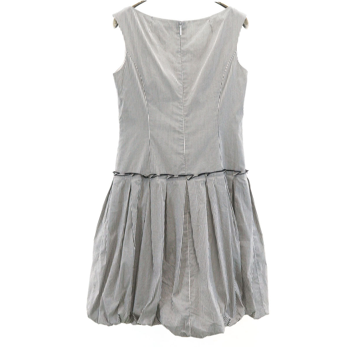 Rene basic ルネベーシック 日本製 ストライプ柄 ノースリーブ ワンピース 36 ホワイト レディース