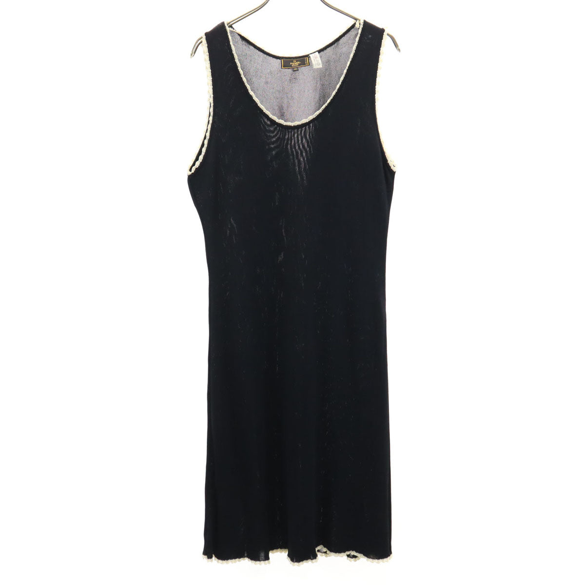 FENDI フェンディ イタリア製 ノースリーブ ニット ワンピース 46 濃紺 レディース