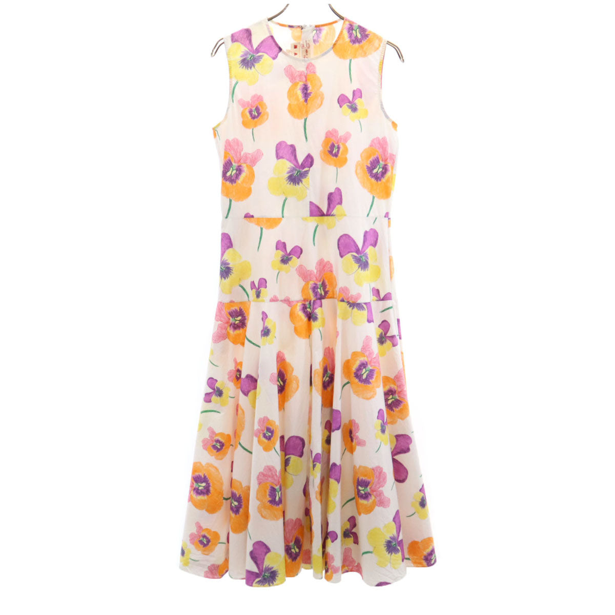 MARNI マルニ イタリア製 花柄 ノースリーブ ワンピース 38 ホワイト レディース