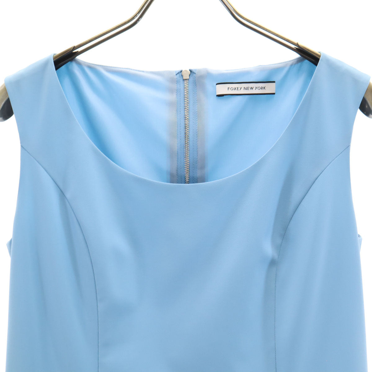 FOXEY NEW YORK フォクシーニューヨーク 日本製 ノースリーブ ワンピース 40 水色 レディース