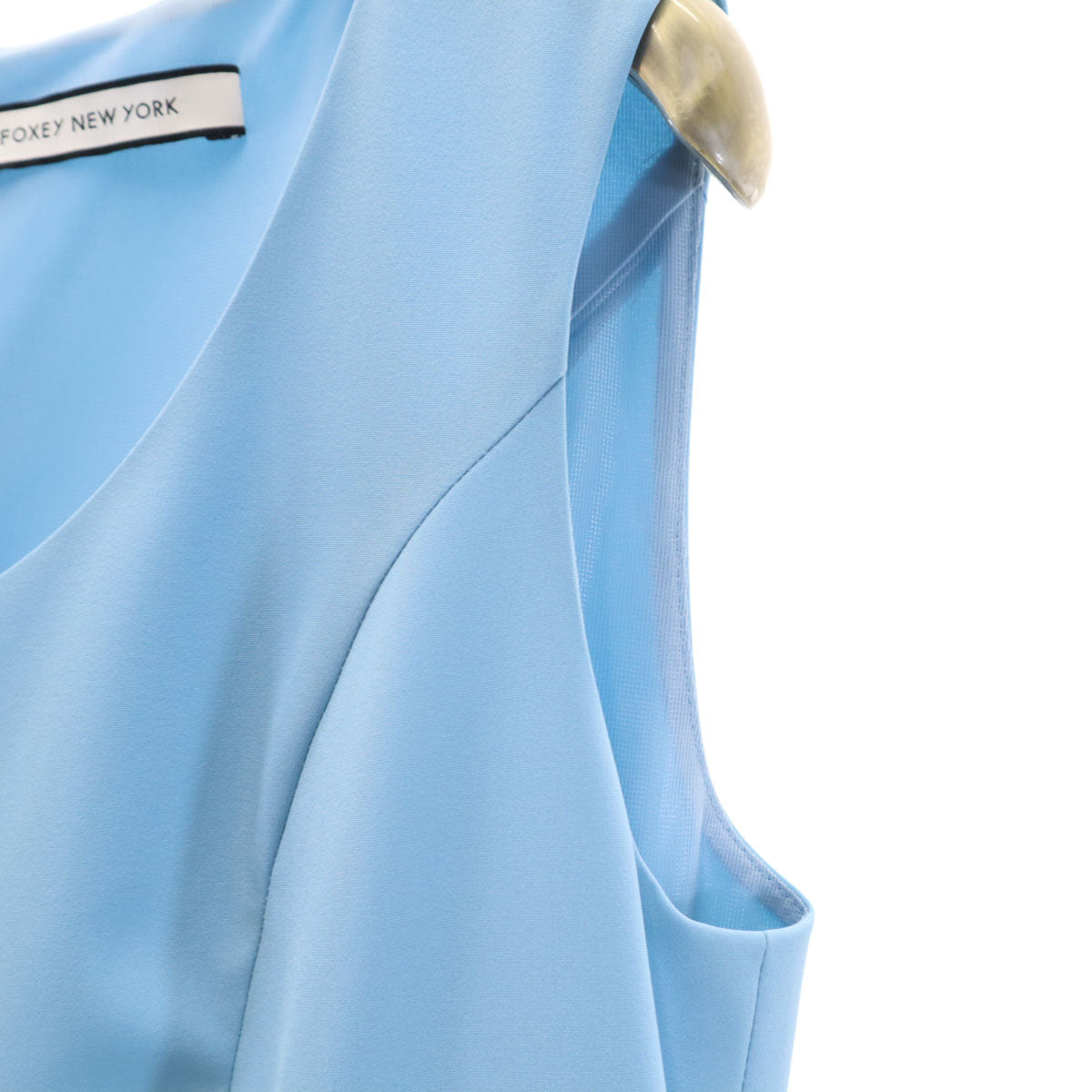 FOXEY NEW YORK フォクシーニューヨーク 日本製 ノースリーブ ワンピース 40 水色 レディース