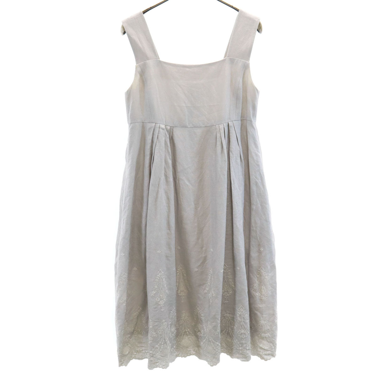 【新品同様】フォクシー　シルク　ワンピース　刺繍　オーガンジー　ベージュ　38 FOXEY - 【新品同様】フォクシー シルク ワンピース 刺繍