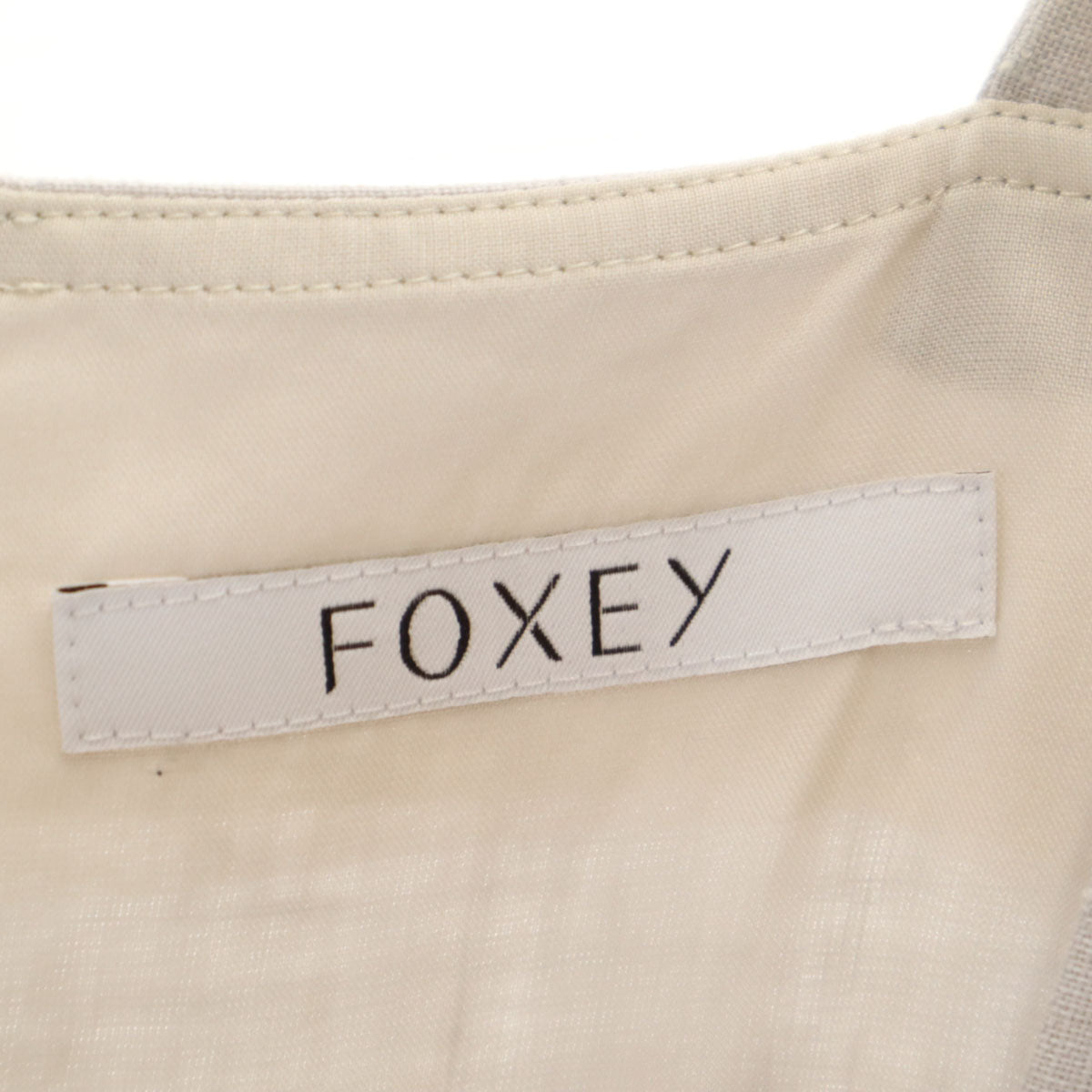 FOXEY フォクシー 日本製 リネン キャミワンピース 38 グレー レース刺繍 レディース