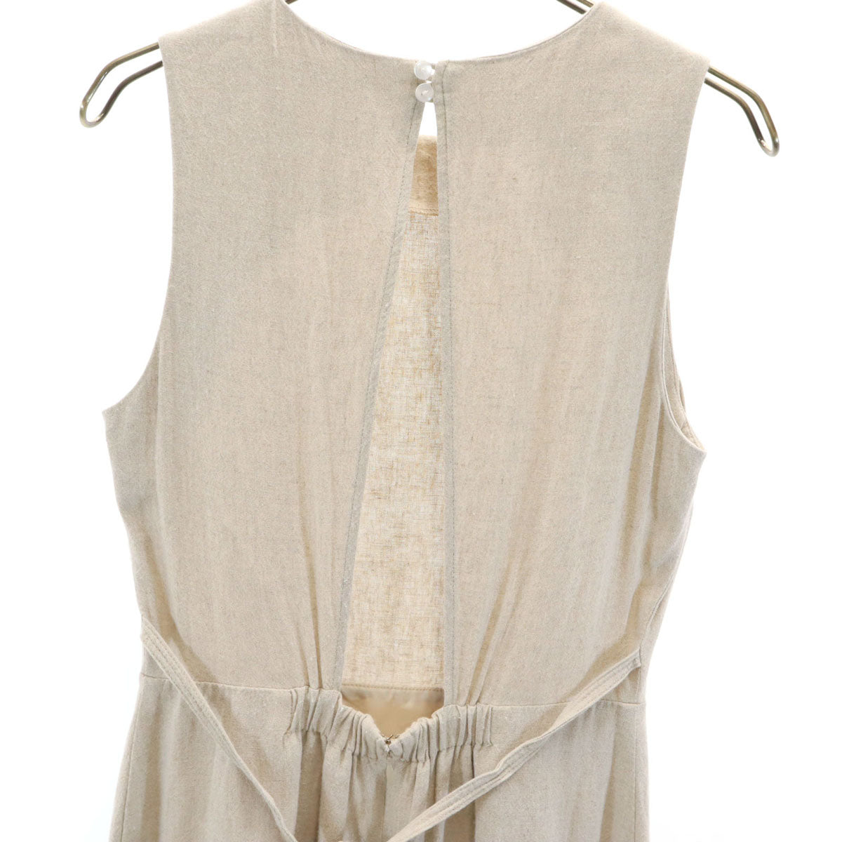 SNIDEL スナイデル 日本製 リネンブレンド ノースリーブ バックリボンマーメイド ロングワンピース 0 ベージュ レディース