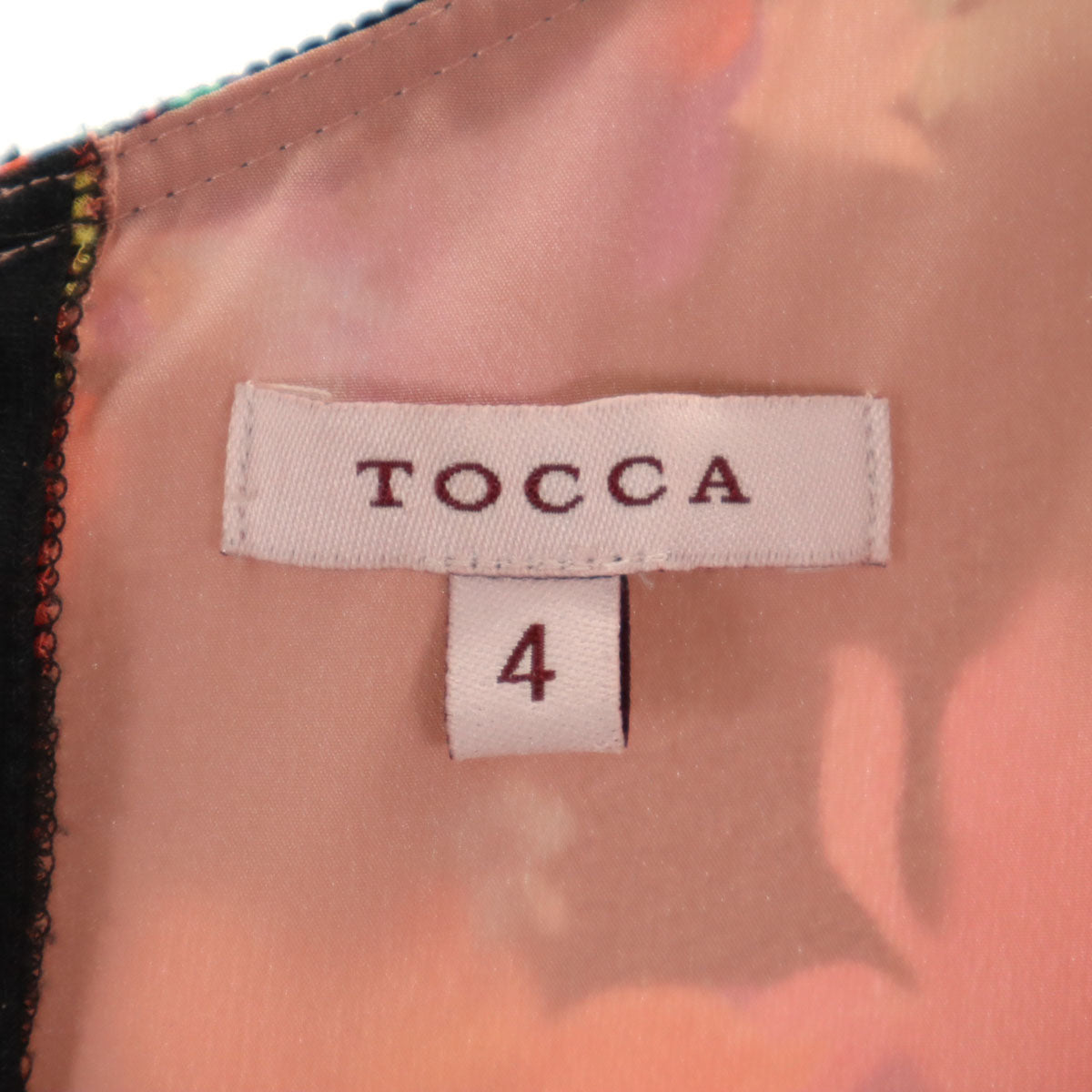 TOCCA トッカ 日本製 花柄 ノースリーブ 膝丈ワンピース 4 ブラック レディース