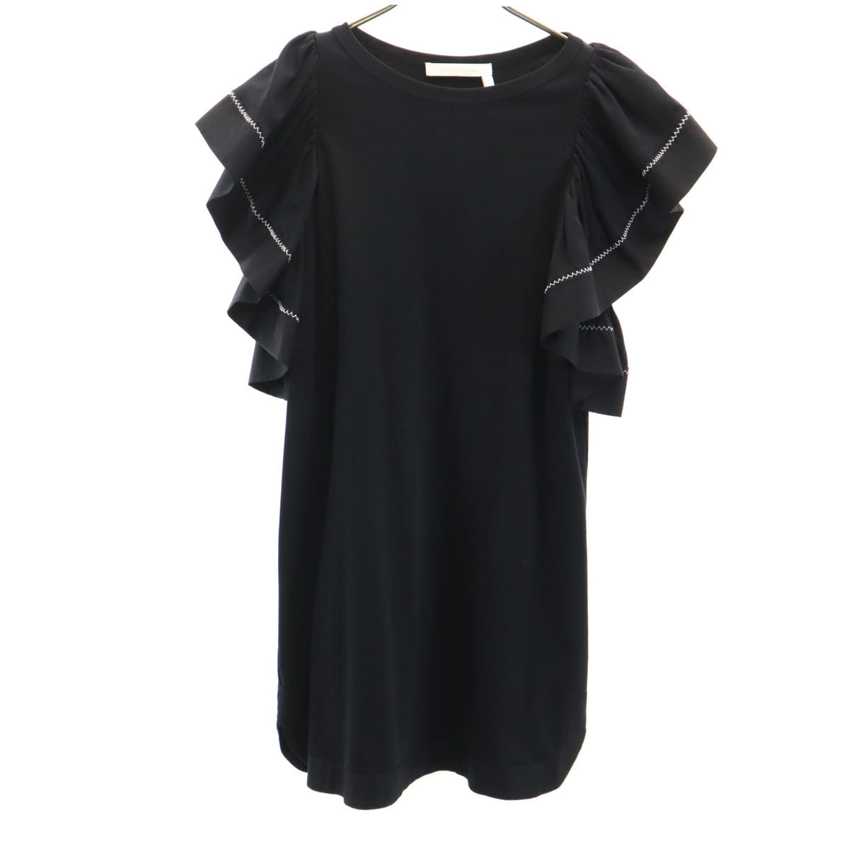 SEE BY CHLOE シーバイクロエ フレンチスリーブ ワンピース M 黒 フリル袖 レディース