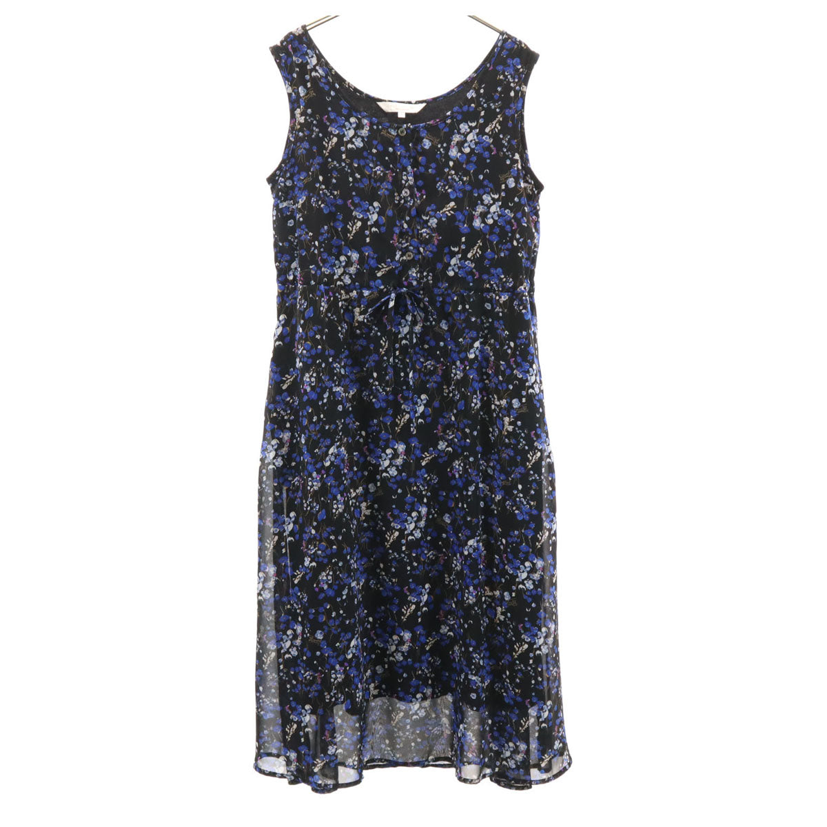SWEET MOMMY スウィートマミー 花柄 ノースリーブ ロングワンピース M 黒×青系 レディース