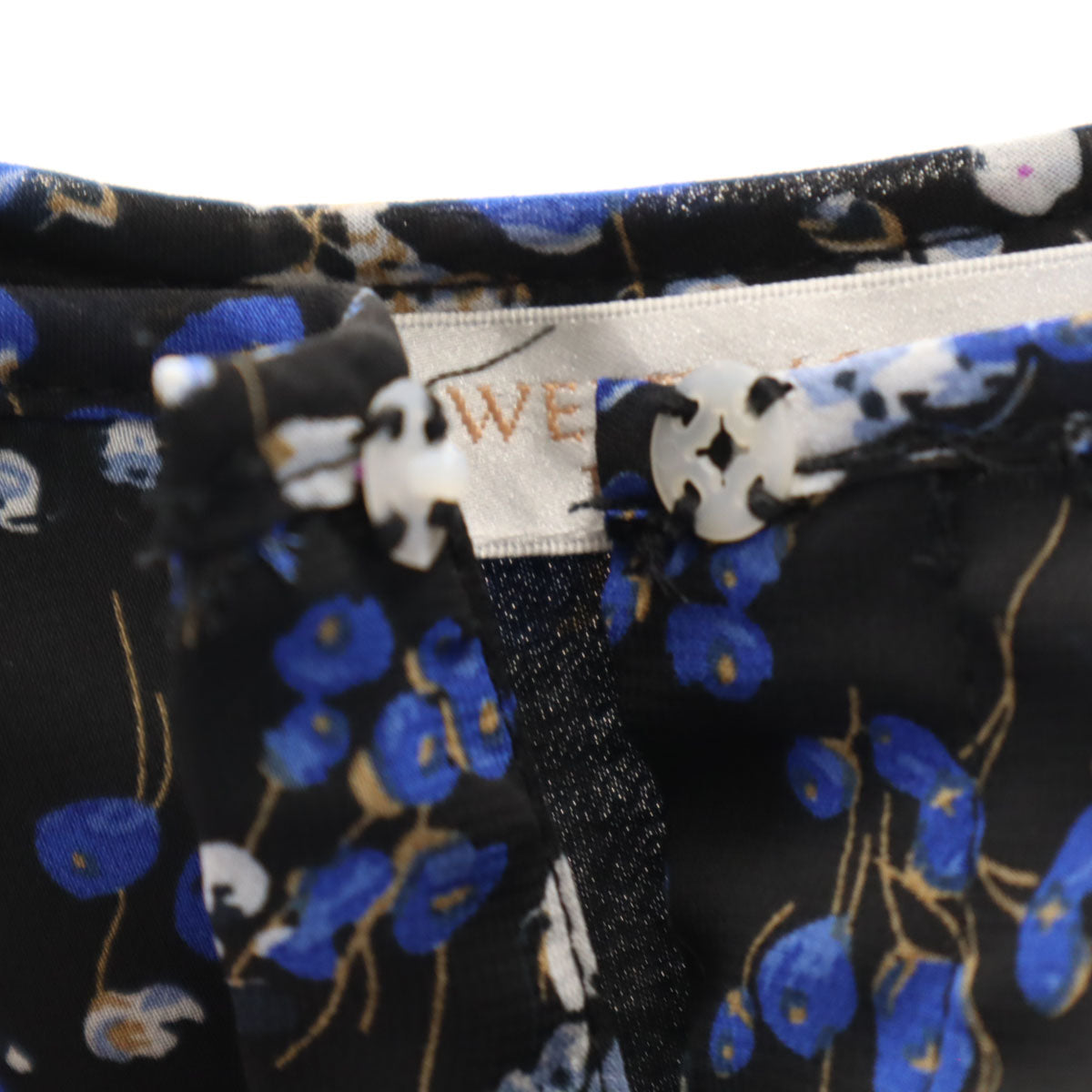 SWEET MOMMY スウィートマミー 花柄 ノースリーブ ロングワンピース M 黒×青系 レディース