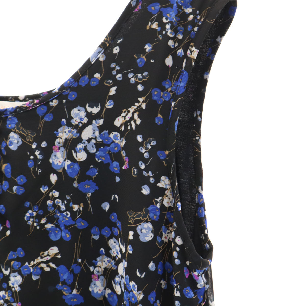 SWEET MOMMY スウィートマミー 花柄 ノースリーブ ロングワンピース M 黒×青系 レディース