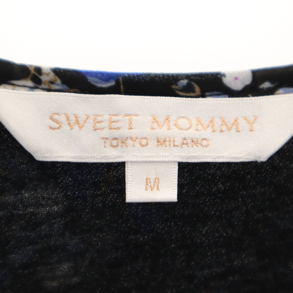 SWEET MOMMY スウィートマミー 花柄 ノースリーブ ロングワンピース M 黒×青系 レディース