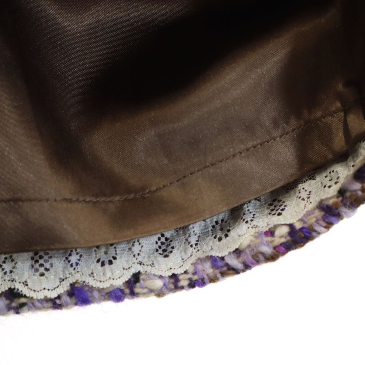 Kate Spade ケイトスペード シルク ツイード切替 ノースリーブ ワンピース 4 パープル 衣装カバー付き レディース