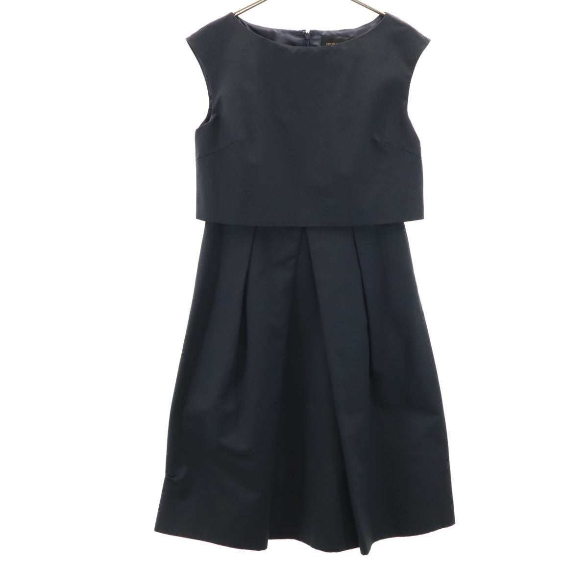 UNITED ARROWS ユナイテッドアローズ 日本製 ノースリーブ 膝丈ワンピース 36 ブラック レディース