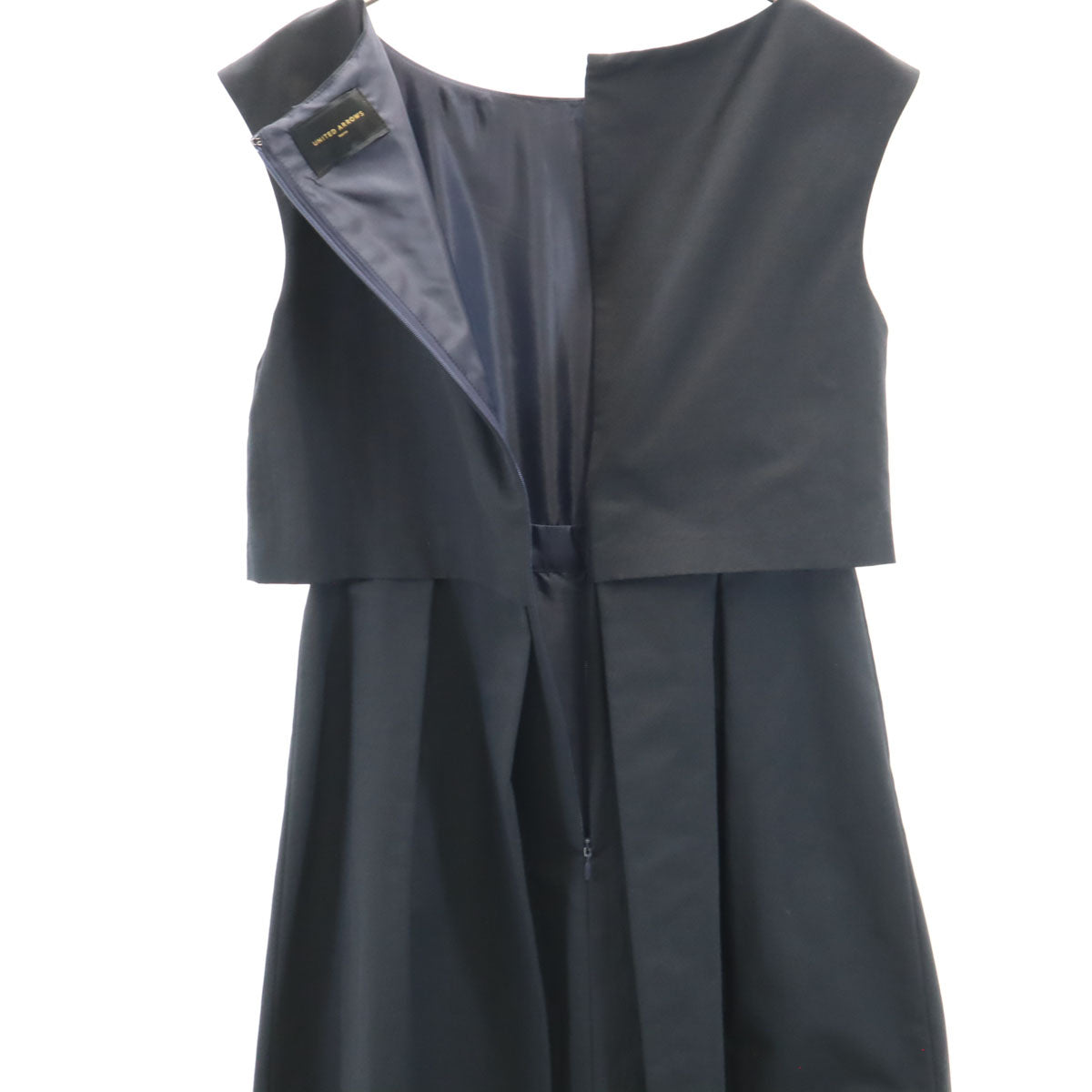 UNITED ARROWS ユナイテッドアローズ 日本製 ノースリーブ 膝丈ワンピース 36 ブラック レディース