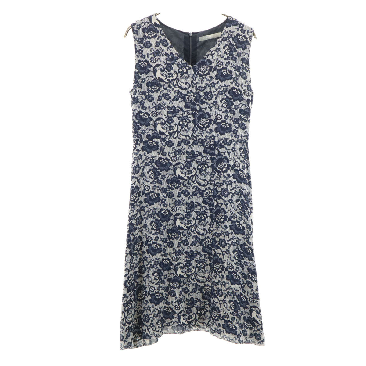 theory luxe セオリーリュクス レース柄 ノースリーブ 膝丈ワンピース グレー レディース