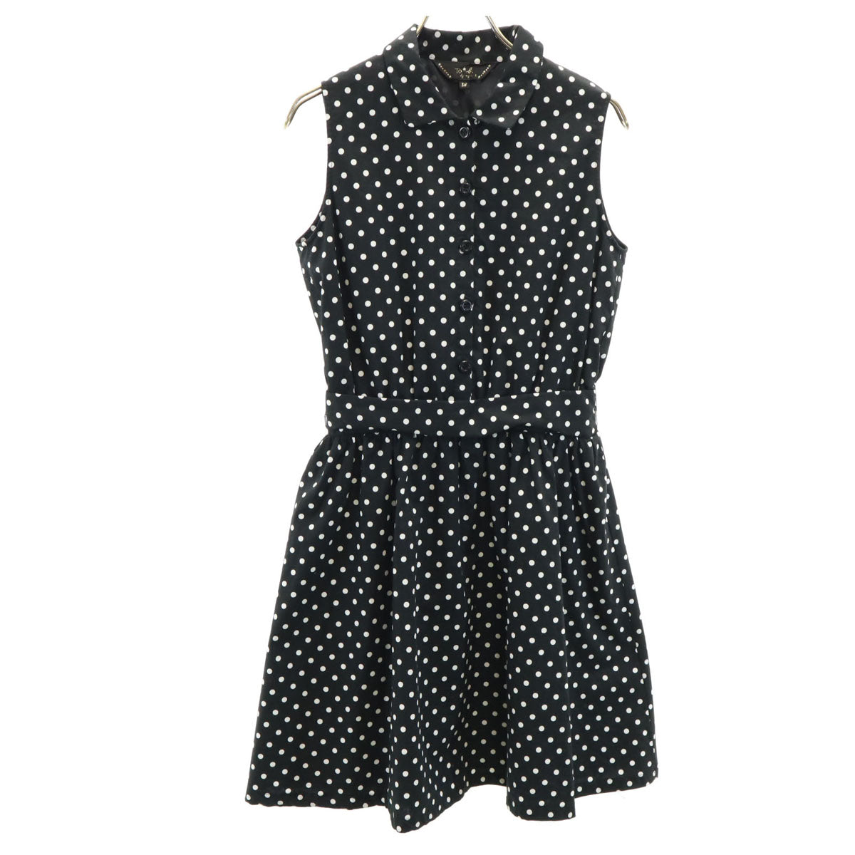 To b. by agns b トゥービーバイアニエスベー ドットプリント ノースリーブ ワンピース 38 ブラック レディース
