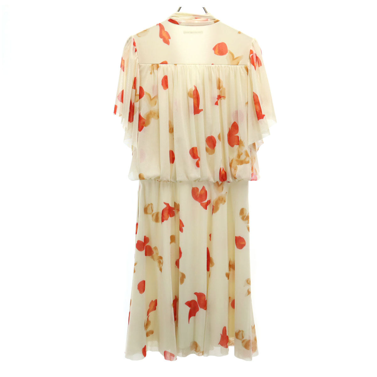 VIVIENNE TAM ヴィヴィアンタム 日本製 総柄 半袖 シフォン フレア ワンピース 0 ベージュ系 レディース