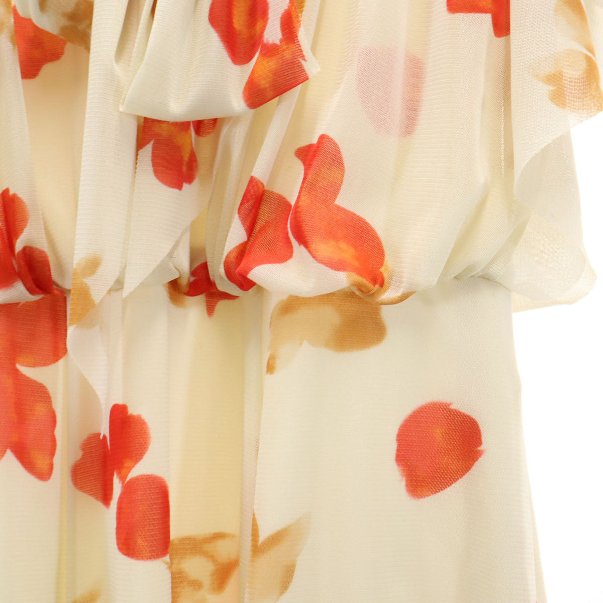 VIVIENNE TAM ヴィヴィアンタム 日本製 総柄 半袖 シフォン フレア ワンピース 0 ベージュ系 レディース