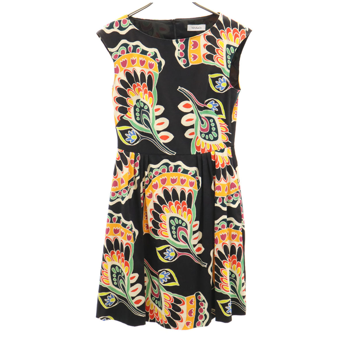 MAX&CO マックスアンドコー 総柄 フレンチスリーブ ワンピース 36 黒系 レディース