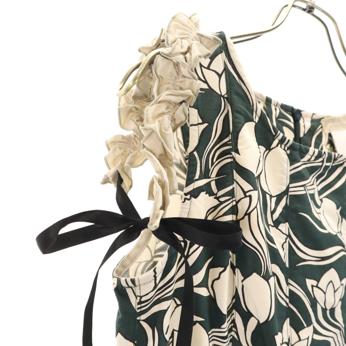 S Max Mara エスマックスマーラ 総柄 ノースリーブ ワンピース 36 グリーン系 レディース