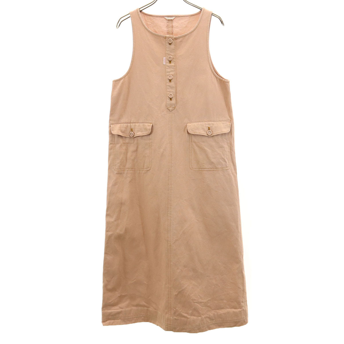 PINK HOUSE ピンクハウス ノースリーブ デニム ジャンパースカート サーモンピンク ワンピース レディース