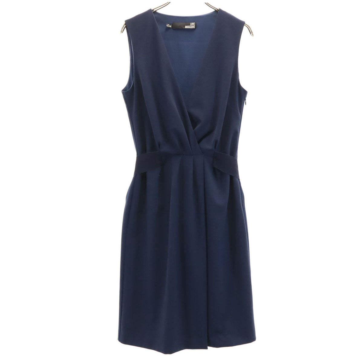 LOVEMOSCHINO ラブモスキーノ イタリア製 ウールブレンド ノースリーブ ワンピース 6 ネイビー レディース
