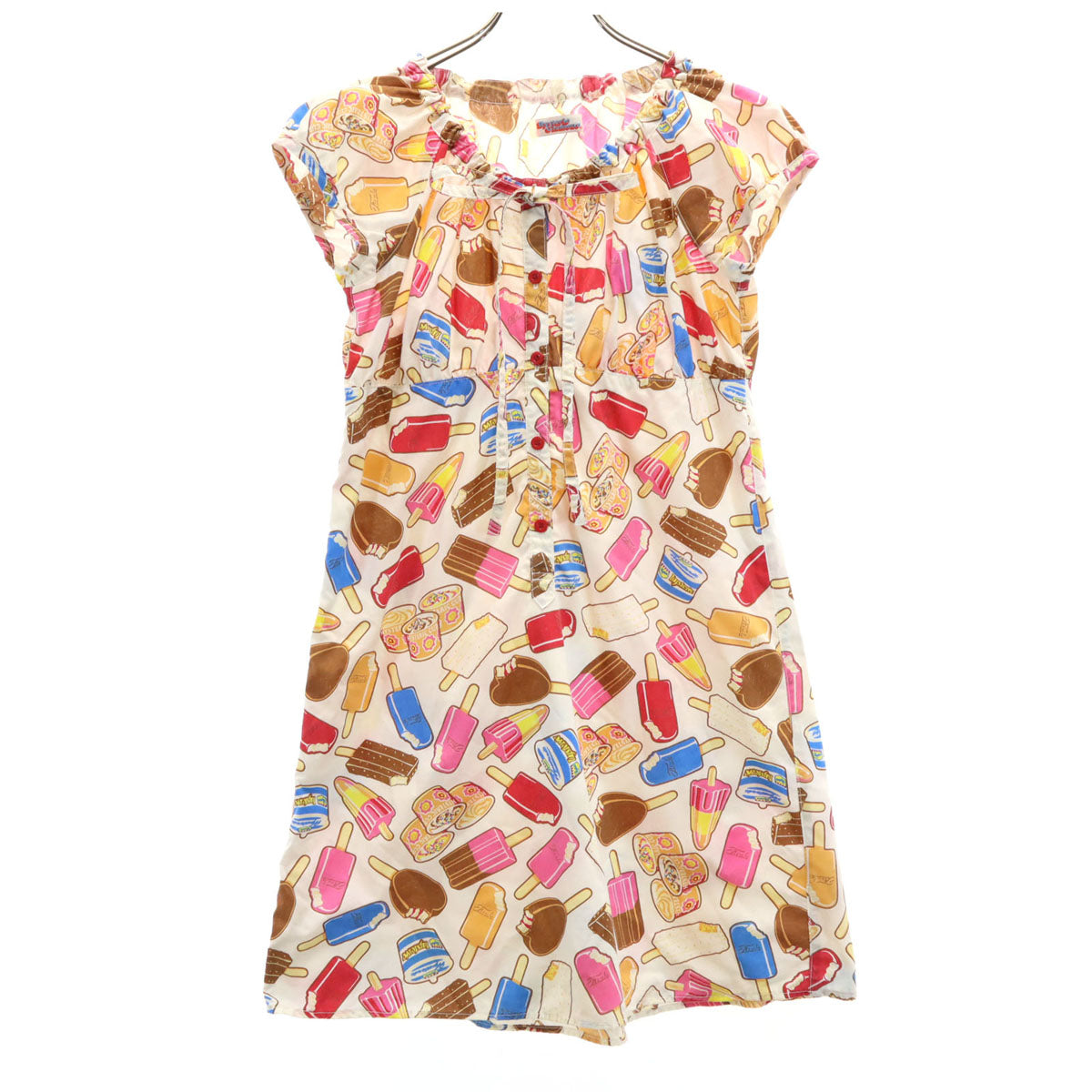 HYSTERIC GLAMOUR ヒステリックグラマー 総柄 フレンチスリーブ ミニワンピース F アイスクリーム レディース