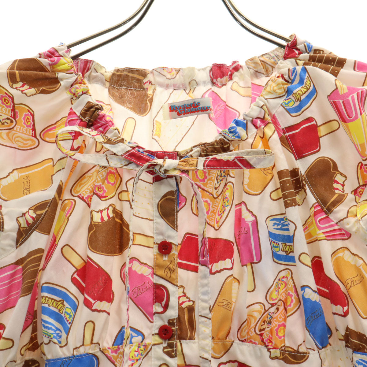 HYSTERIC GLAMOUR ヒステリックグラマー 総柄 フレンチスリーブ ミニワンピース F アイスクリーム レディース